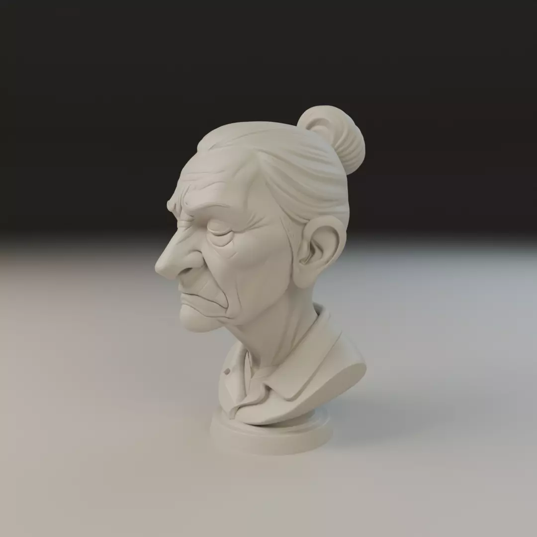 bust of old woman 3D print model_9