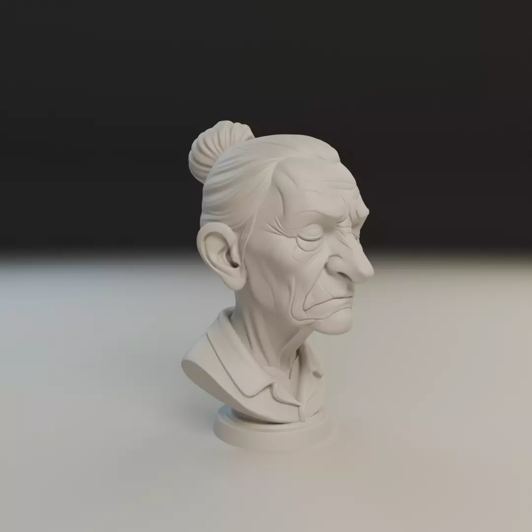 bust of old woman 3D print model_11