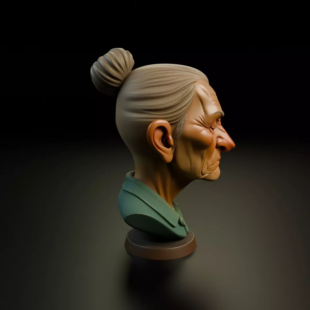 bust of old woman 3D print model_2