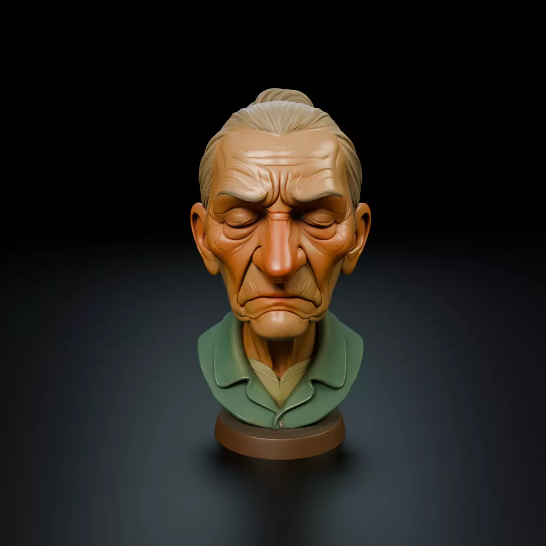 bust of old woman 3D print model_16