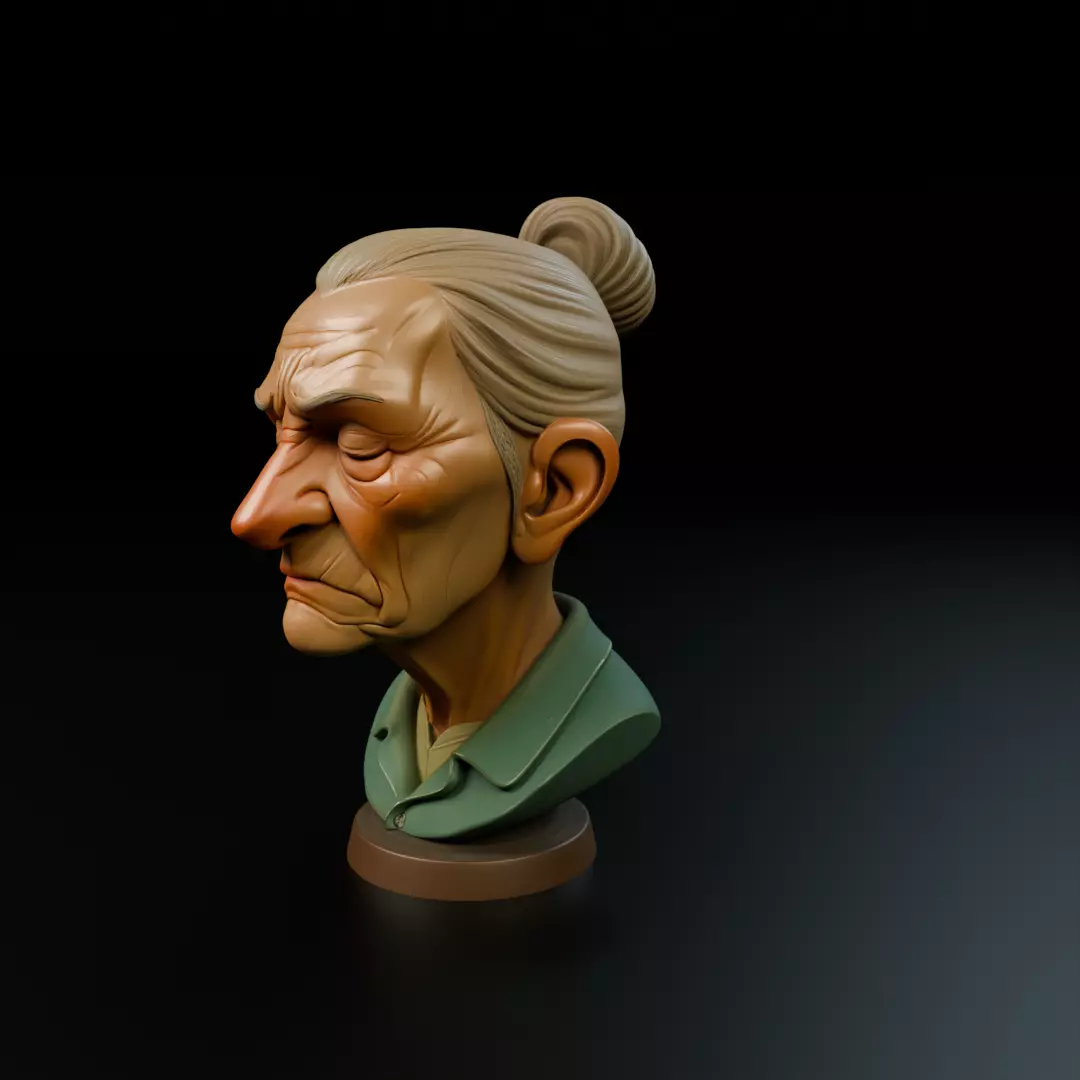 bust of old woman 3D print model_10