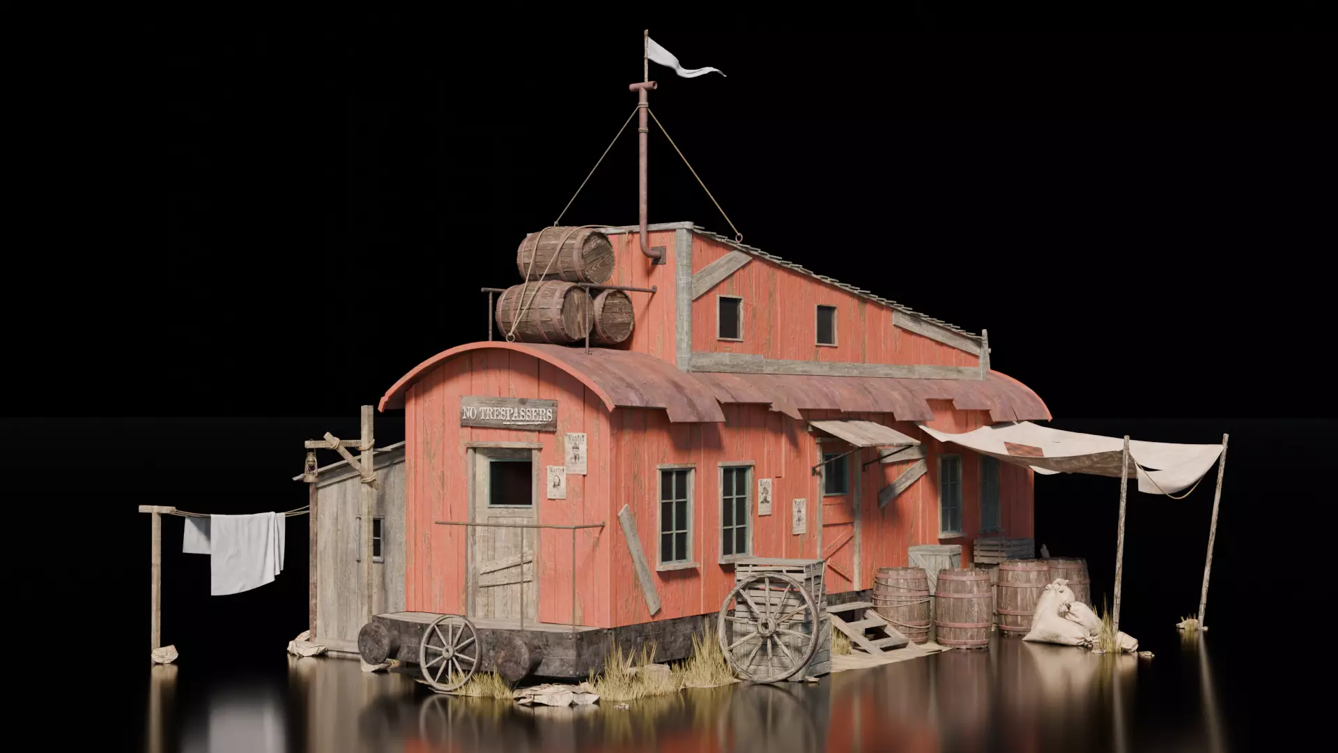 Wild West Building House 3D model_0