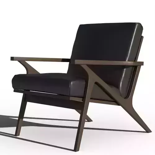 Cavett Leather Wood Frame Chair 3D model