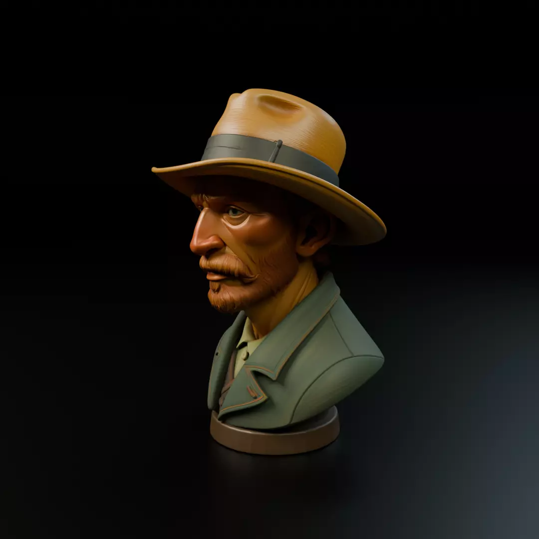 Bust Vincent van Gogh 3D print model_10