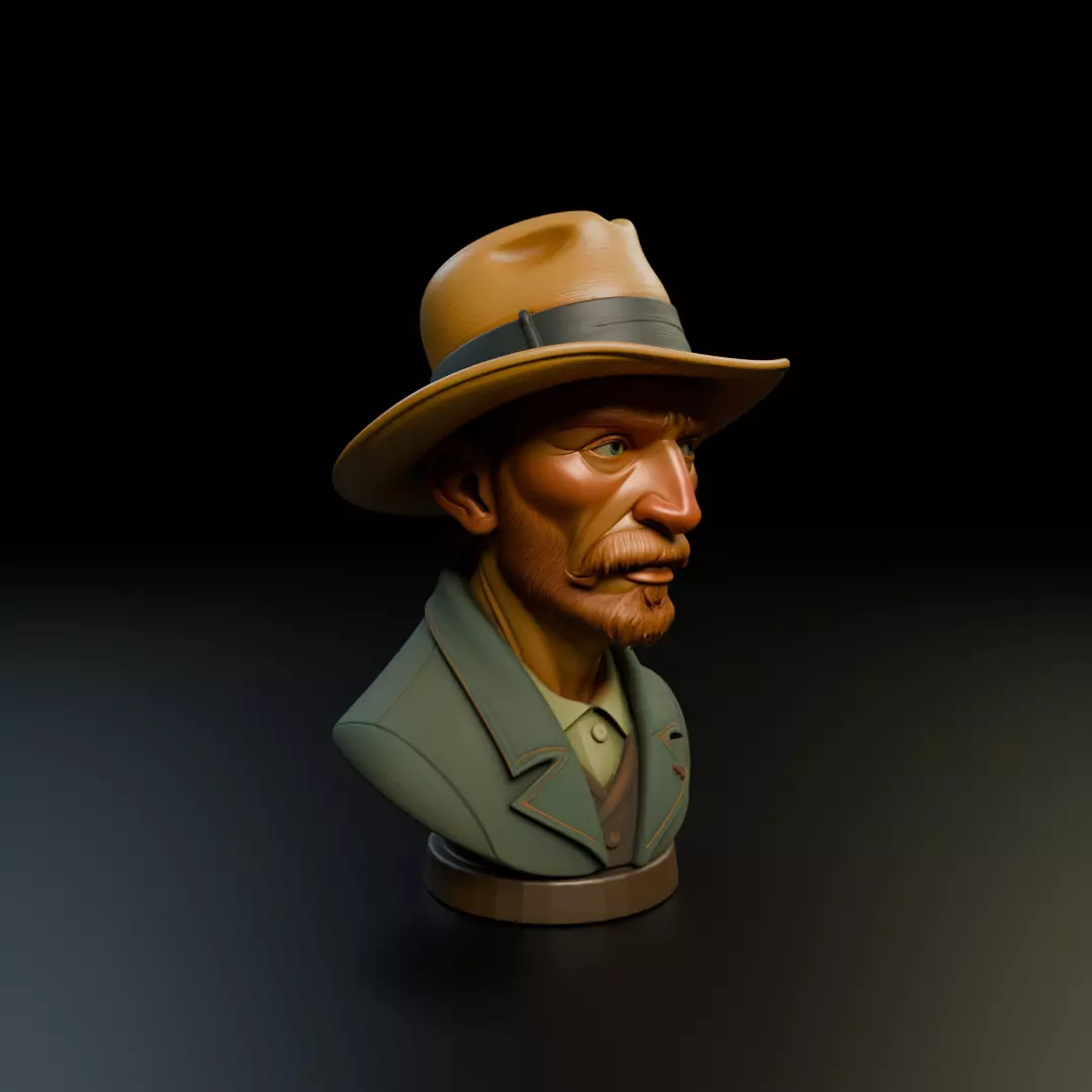 Bust Vincent van Gogh 3D print model_12