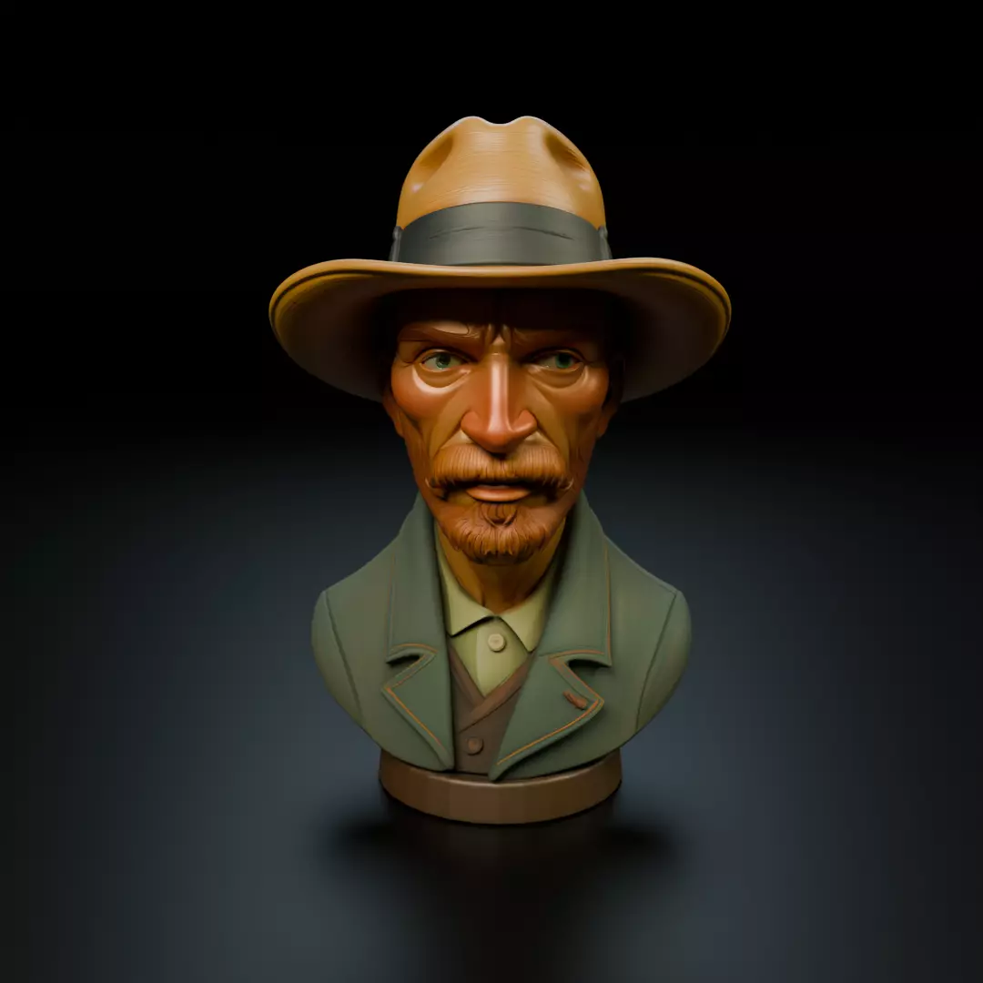 Bust Vincent van Gogh 3D print model_16