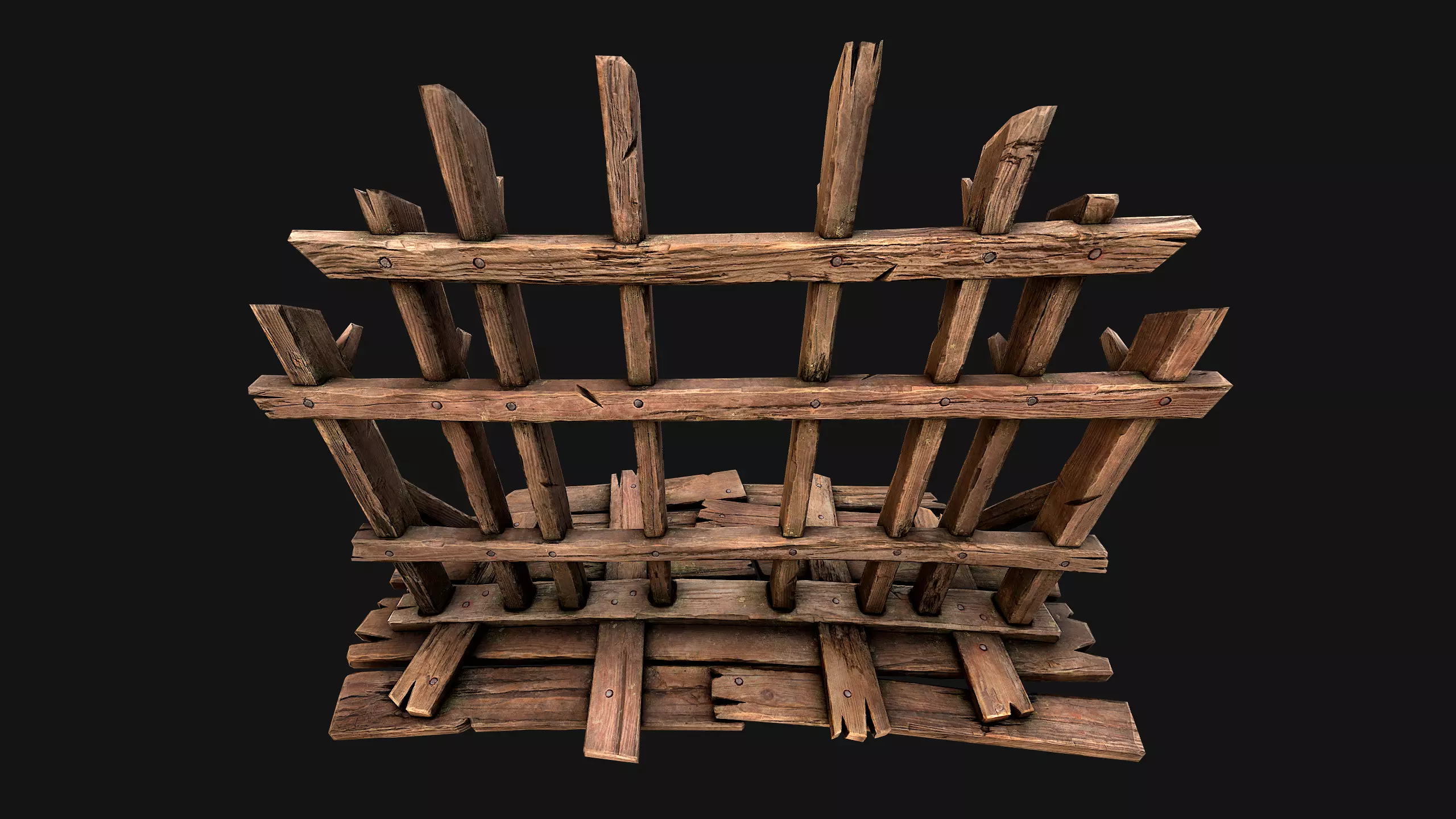 Medieval Wooden Crossbow Weapon Rack Armory Low-poly 3D model_14