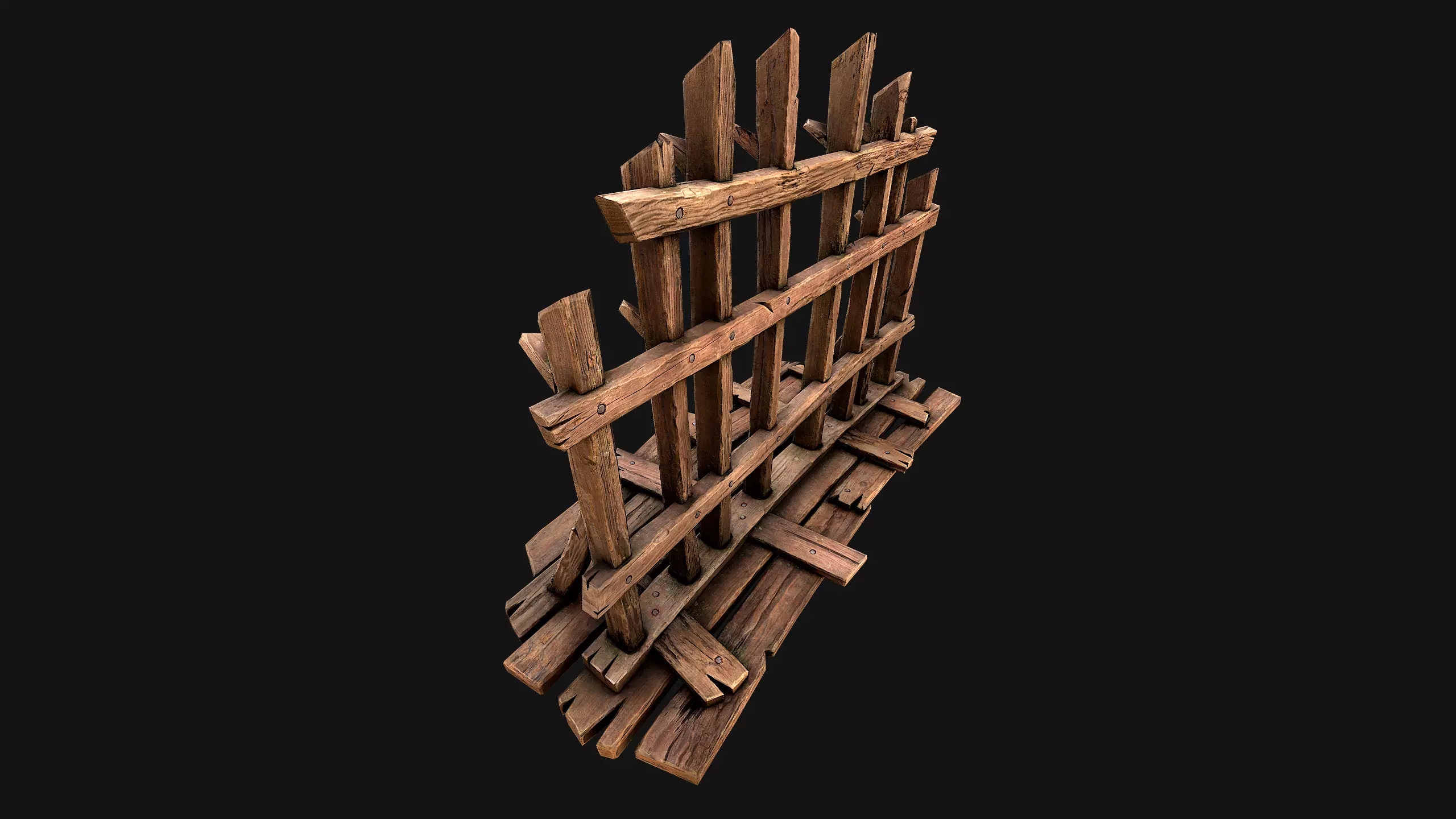 Medieval Wooden Crossbow Weapon Rack Armory Low-poly 3D model_4
