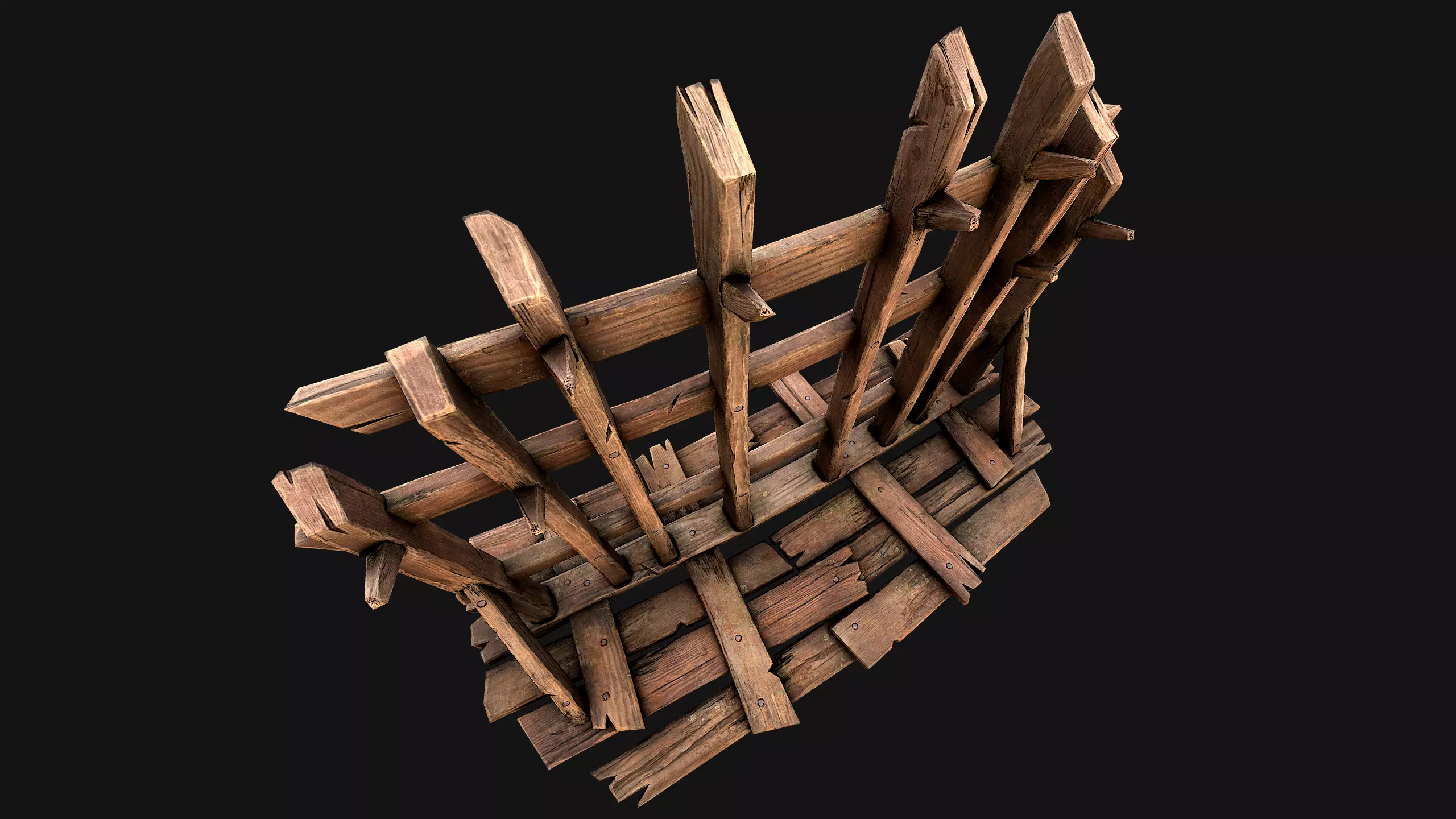 Medieval Wooden Crossbow Weapon Rack Armory Low-poly 3D model_11