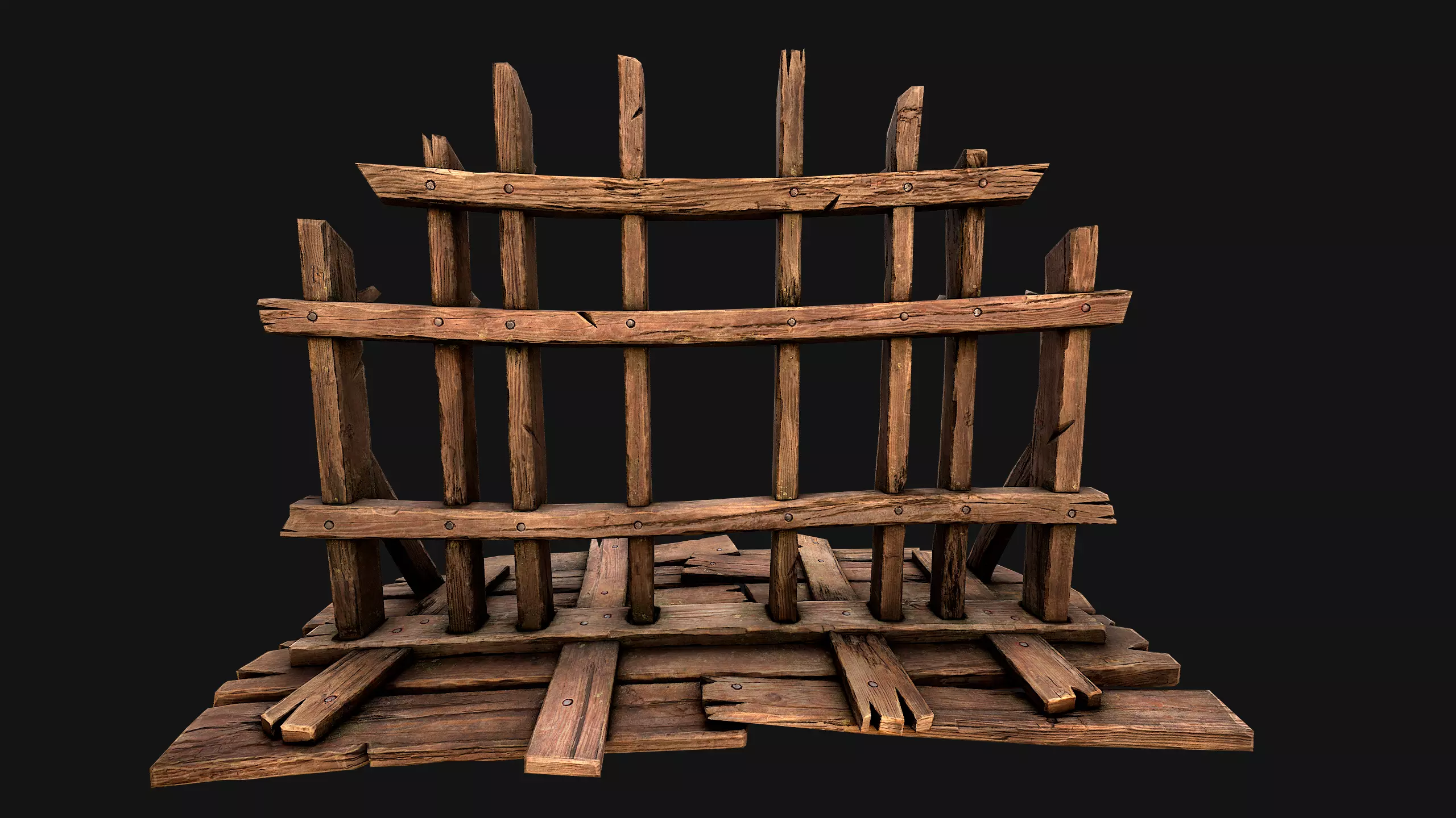 Medieval Wooden Crossbow Weapon Rack Armory Low-poly 3D model_2