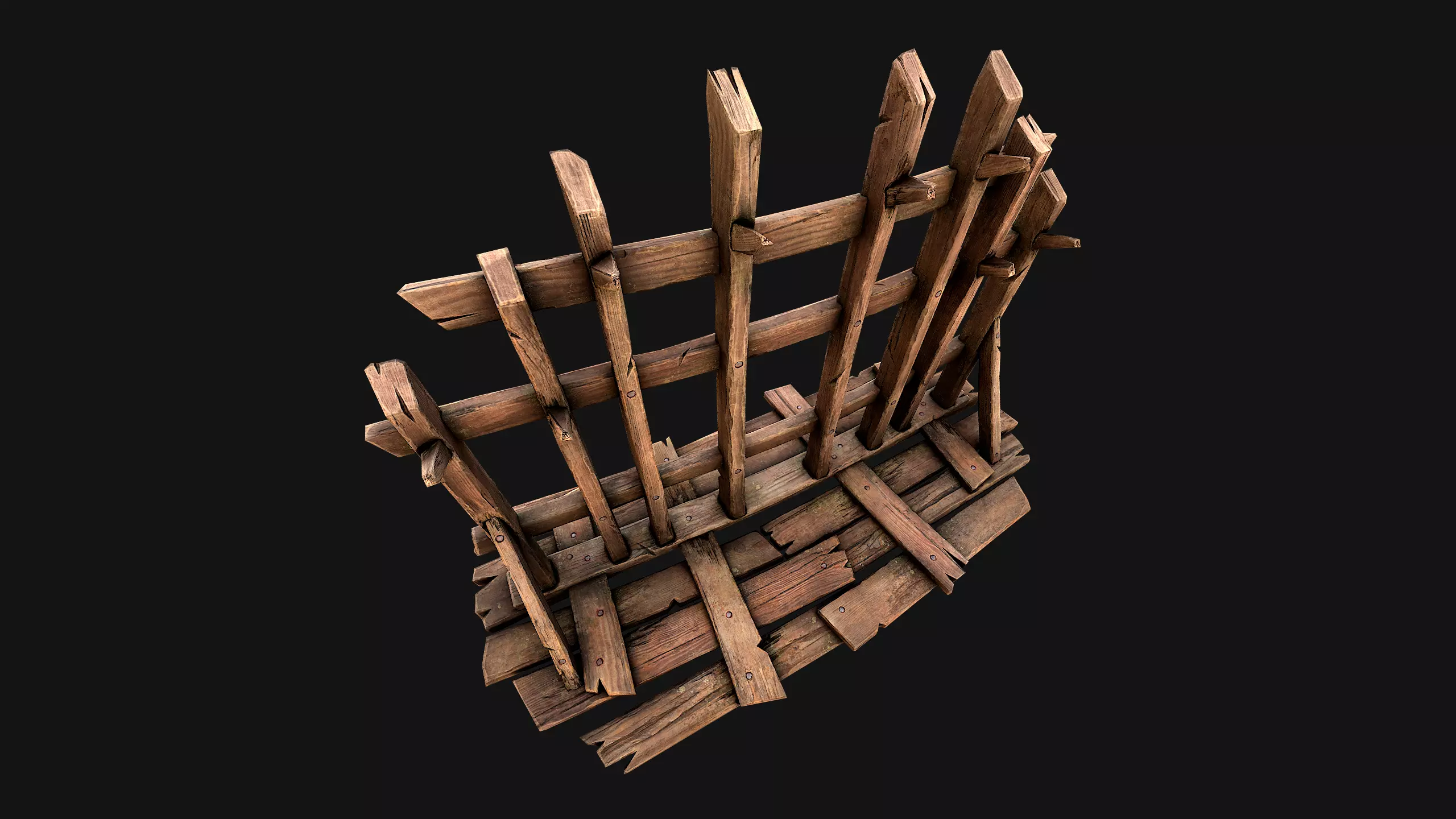 Medieval Wooden Crossbow Weapon Rack Armory Low-poly 3D model_21