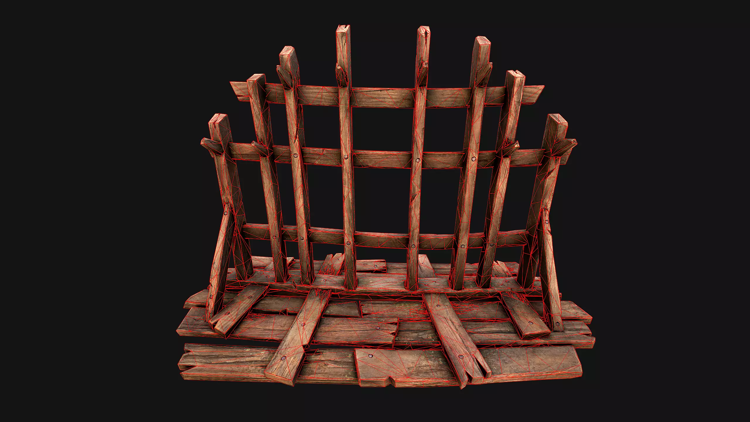 Medieval Wooden Crossbow Weapon Rack Armory Low-poly 3D model_16