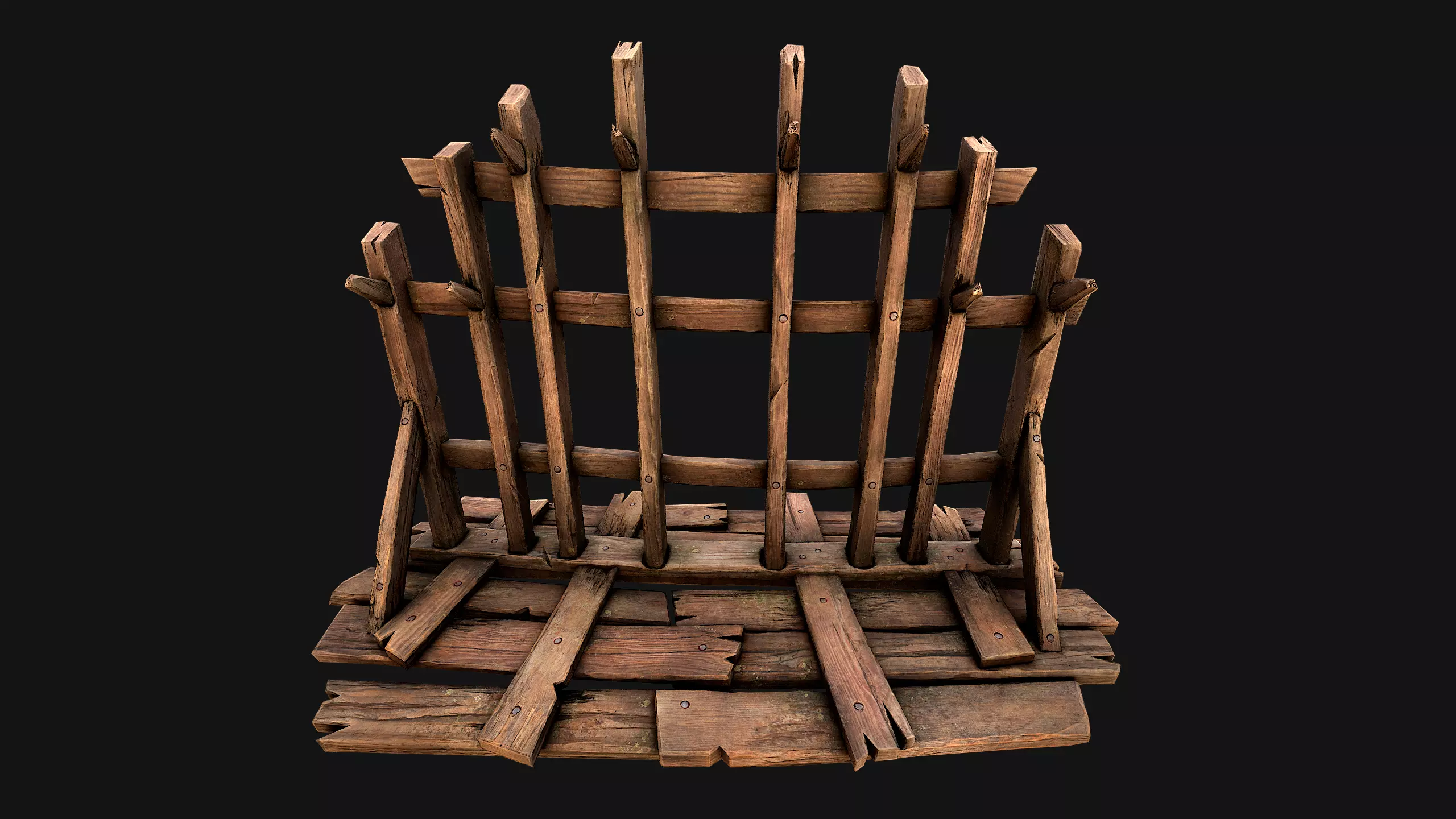 Medieval Wooden Crossbow Weapon Rack Armory Low-poly 3D model_19