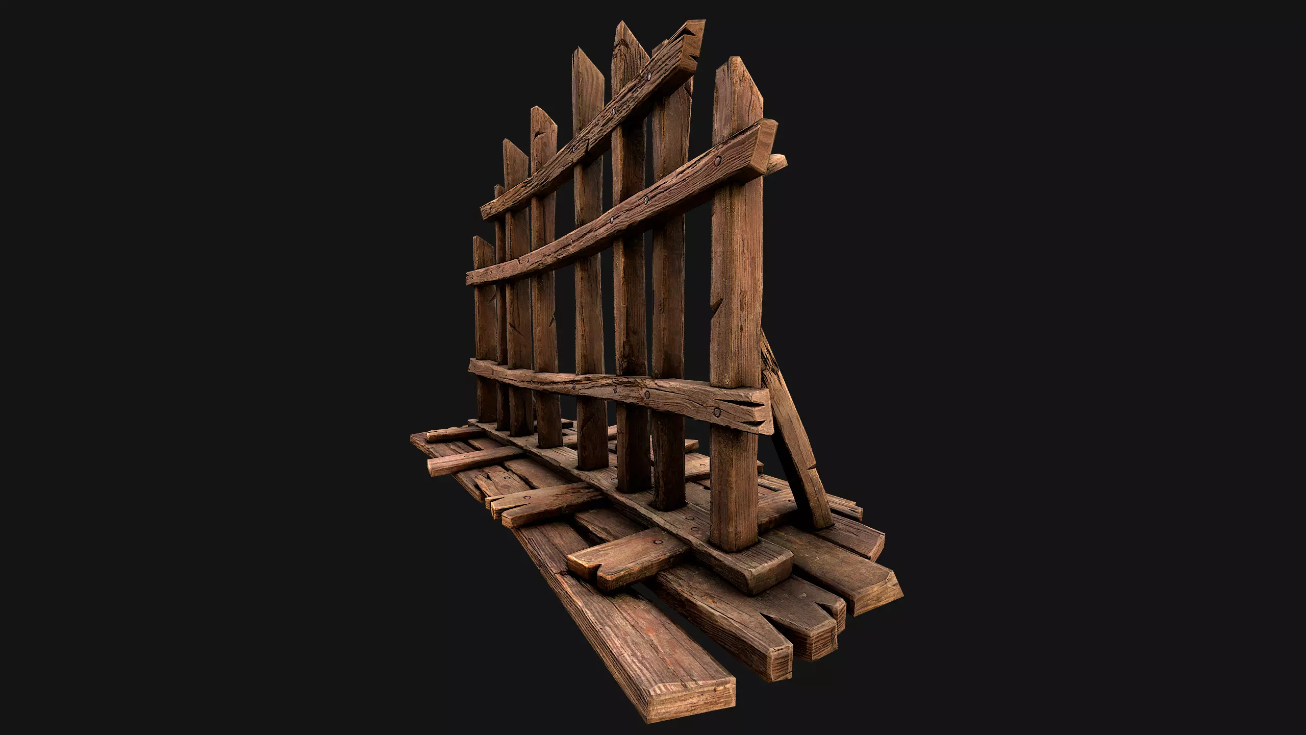 Medieval Wooden Crossbow Weapon Rack Armory Low-poly 3D model_23