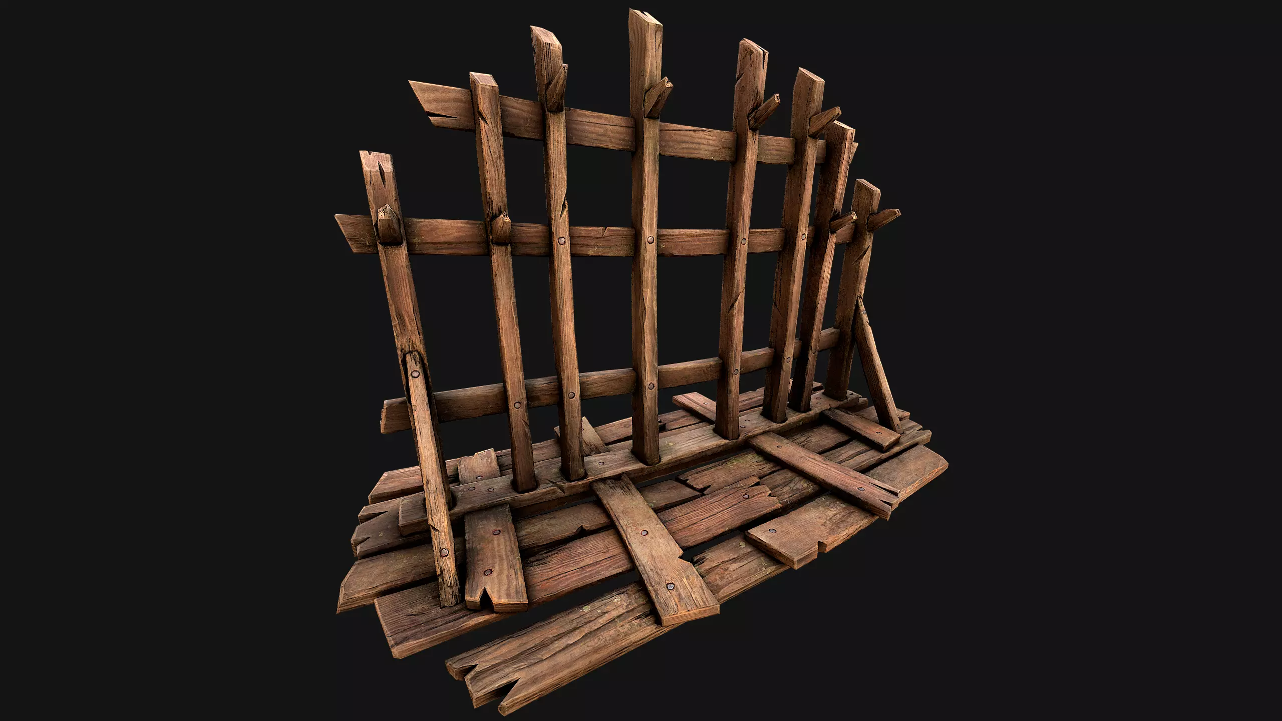Medieval Wooden Crossbow Weapon Rack Armory Low-poly 3D model_20