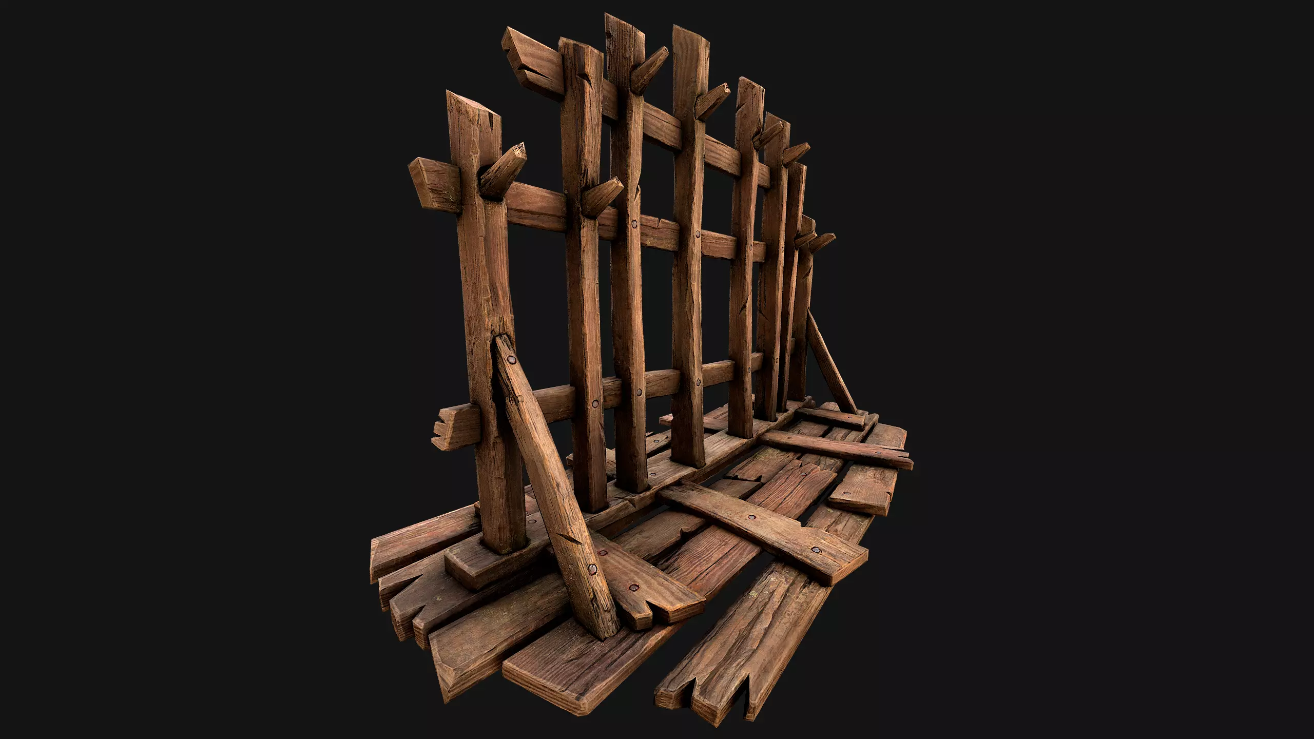 Medieval Wooden Crossbow Weapon Rack Armory Low-poly 3D model_22