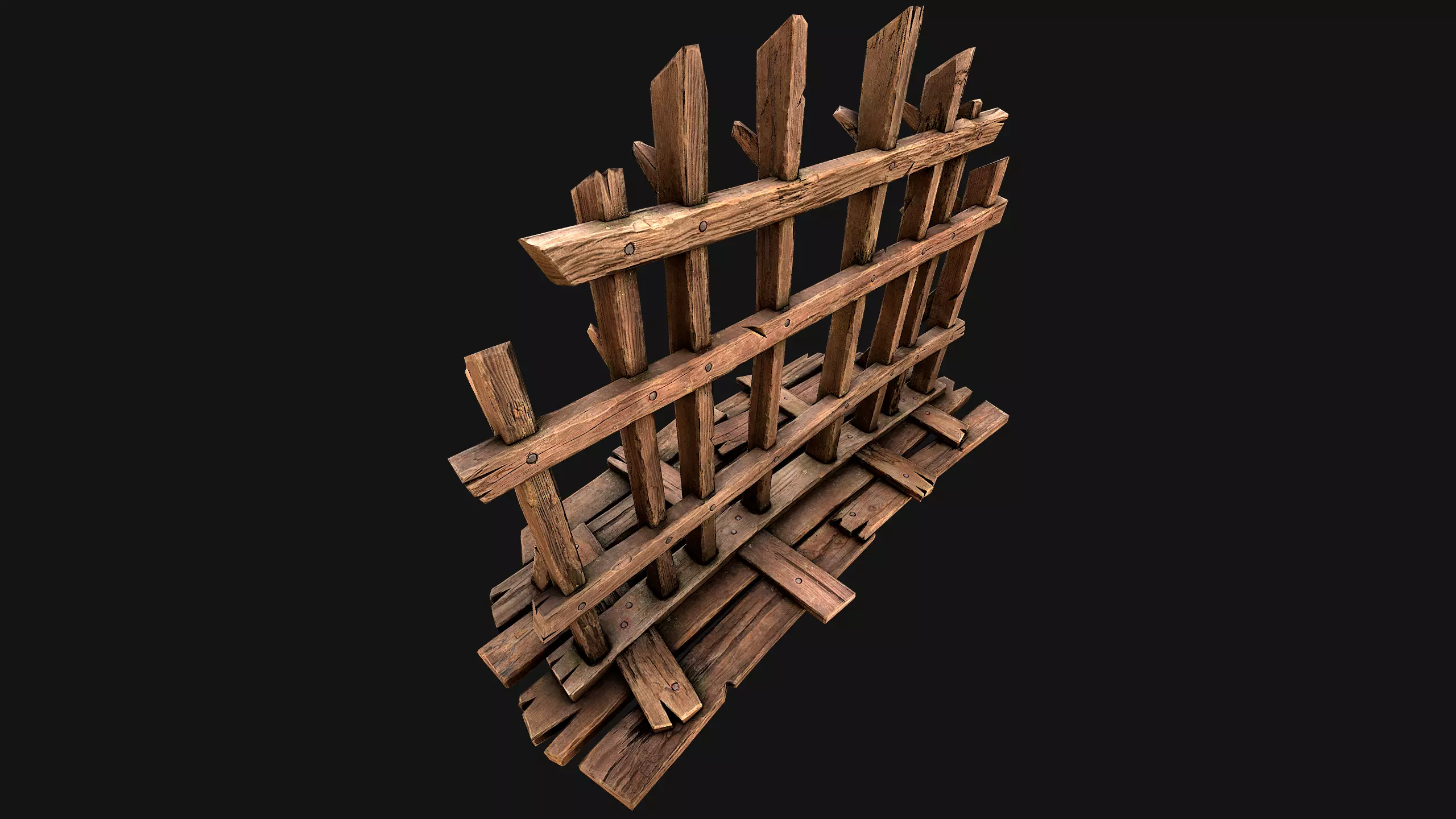 Medieval Wooden Crossbow Weapon Rack Armory Low-poly 3D model_15
