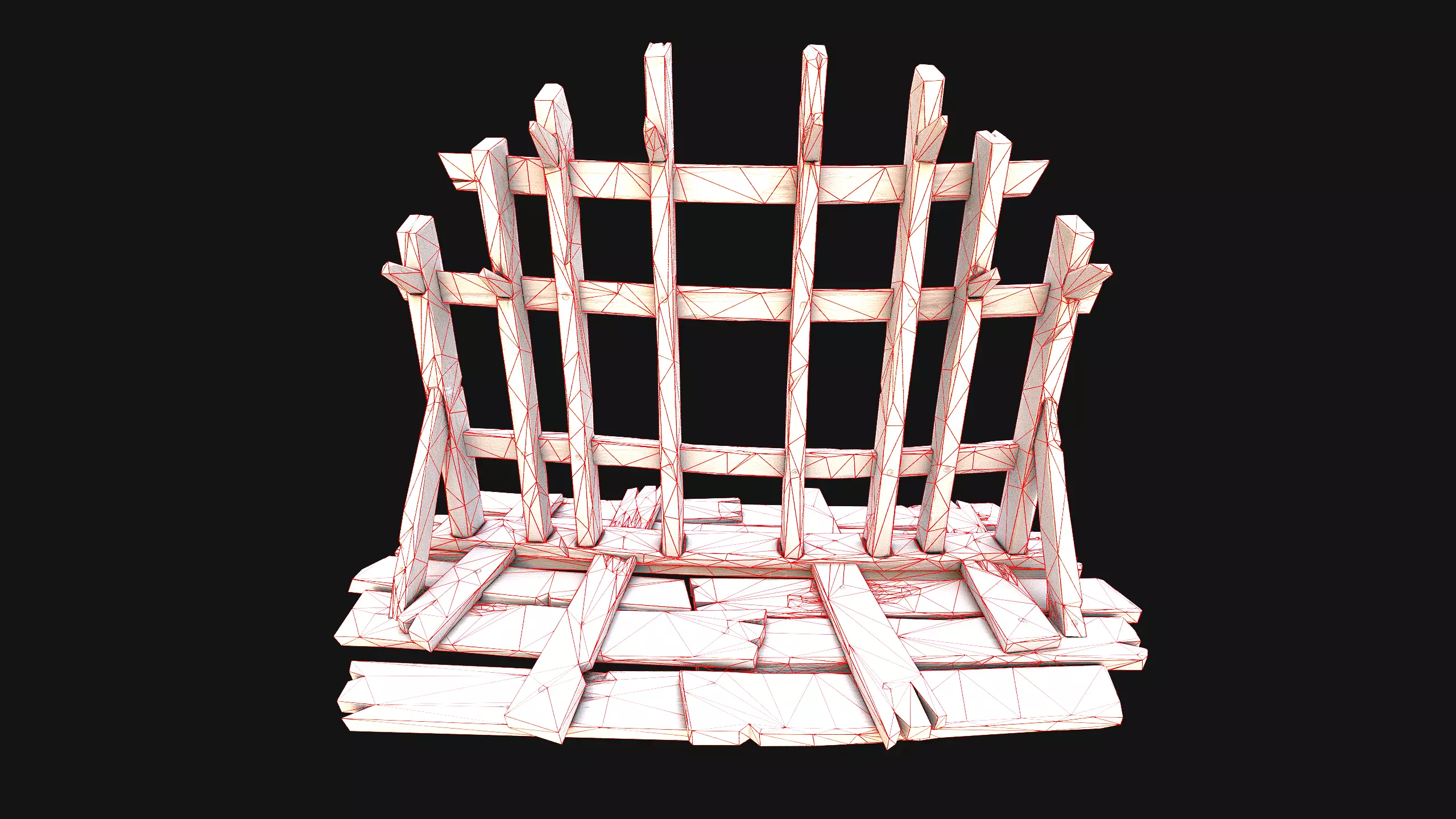 Medieval Wooden Crossbow Weapon Rack Armory Low-poly 3D model_17