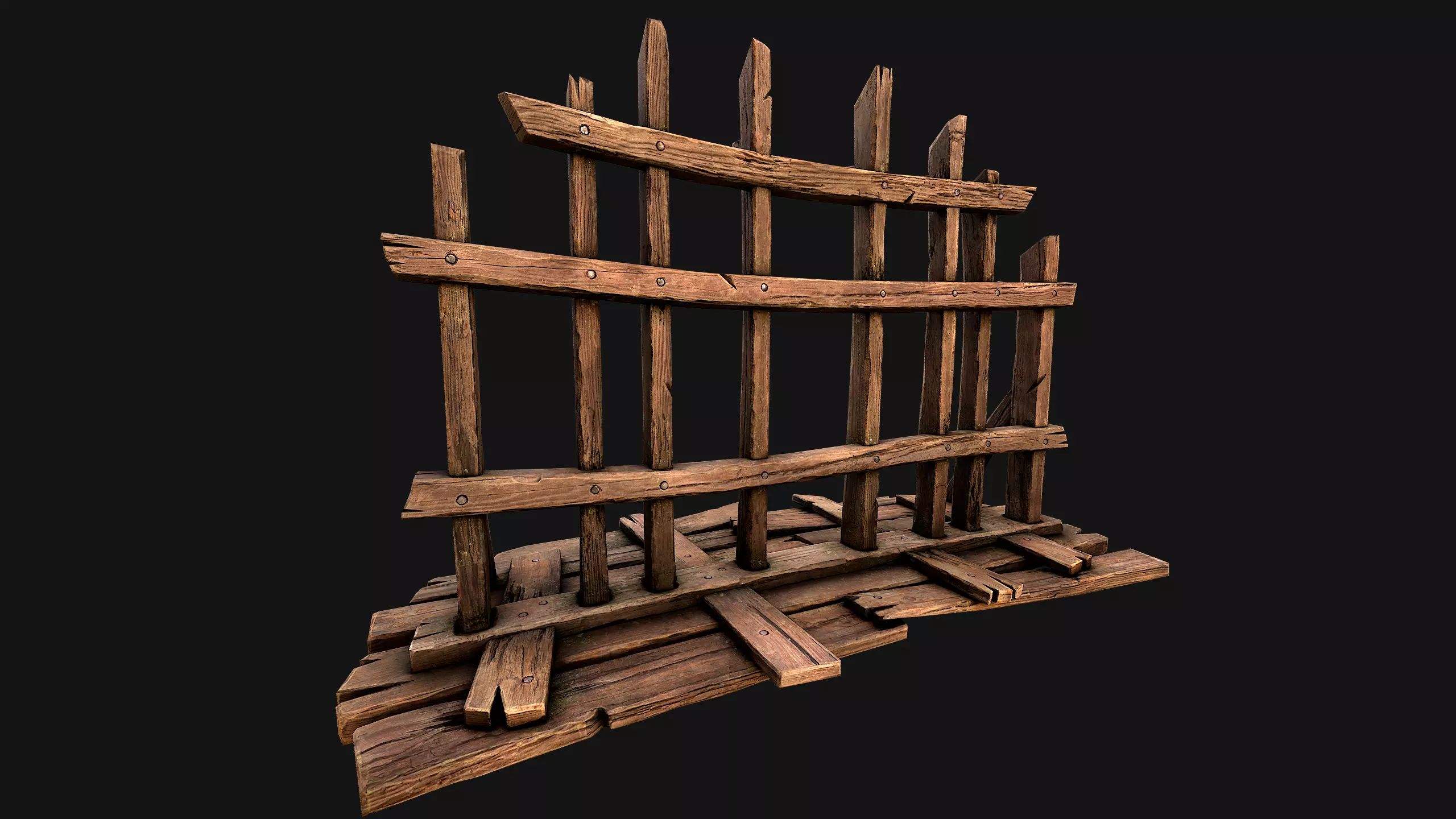 Medieval Wooden Crossbow Weapon Rack Armory Low-poly 3D model_3
