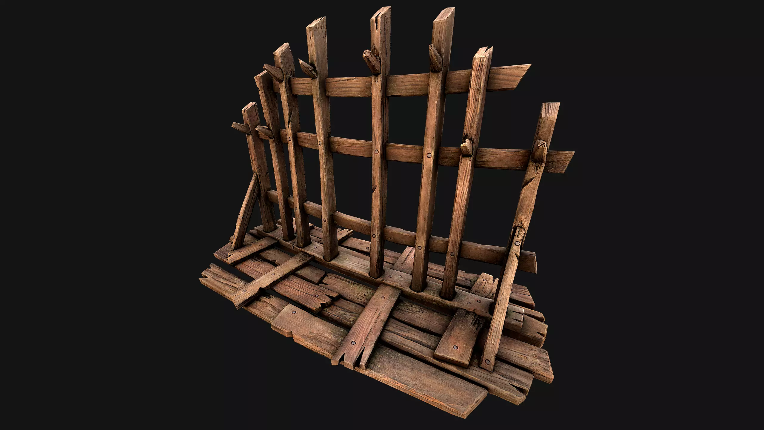Medieval Wooden Crossbow Weapon Rack Armory Low-poly 3D model_18