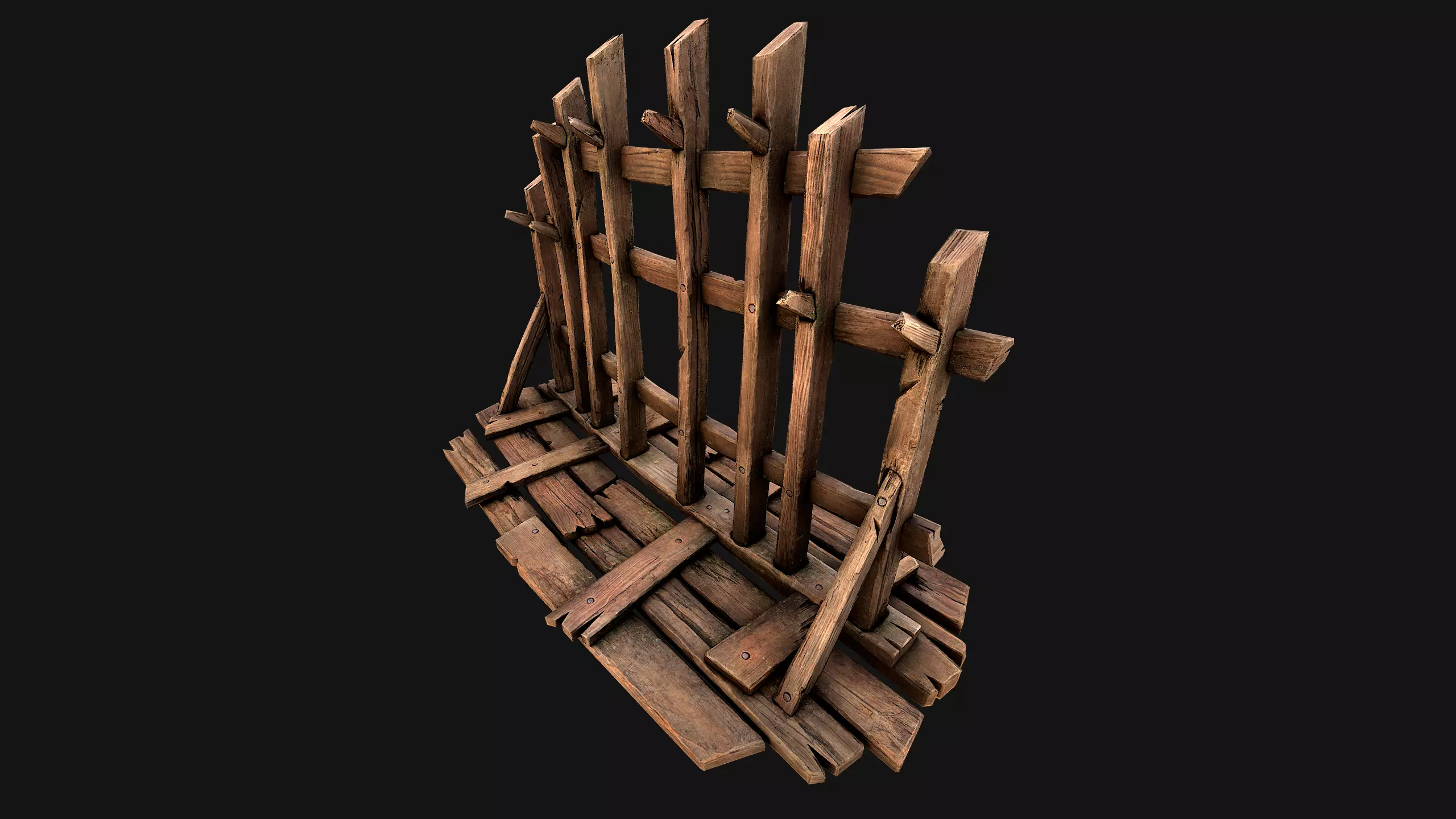 Medieval Wooden Crossbow Weapon Rack Armory Low-poly 3D model_6