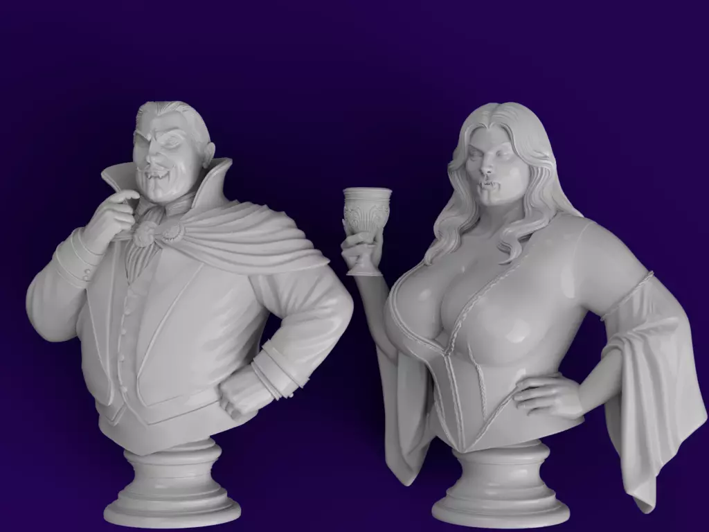 Vampire Couple Busts 3D print model_5