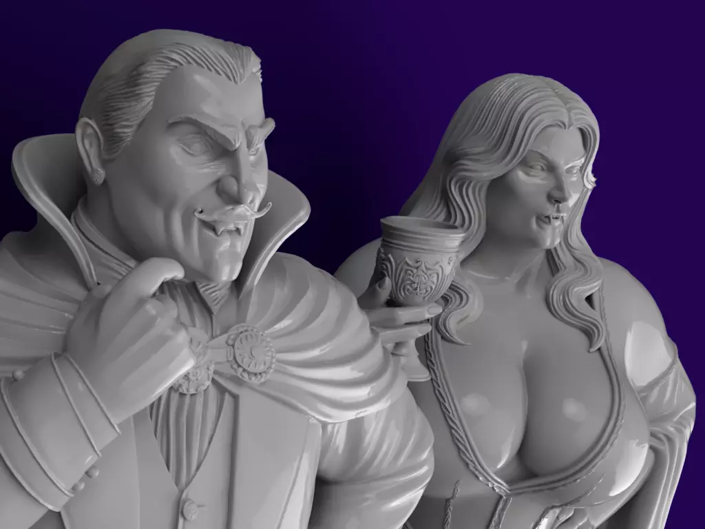 Vampire Couple Busts 3D print model_1