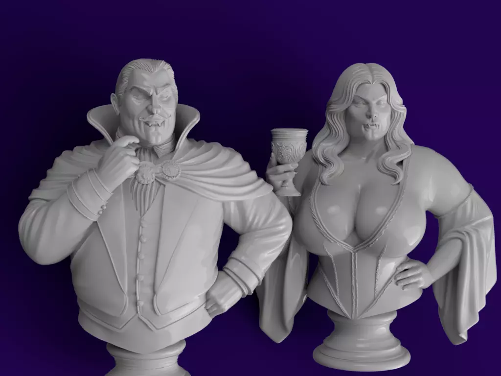 Vampire Couple Busts 3D print model_3