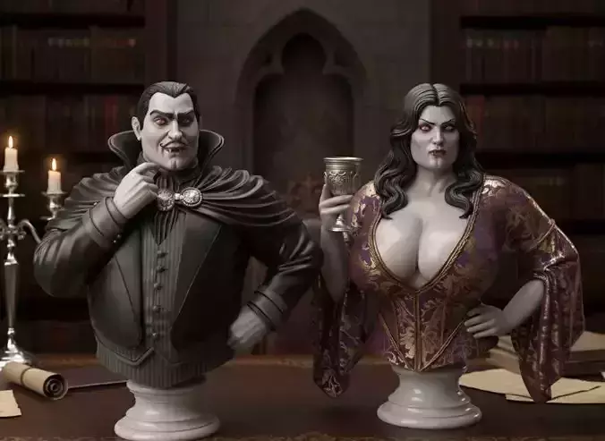 Vampire Couple Busts 3D print model
