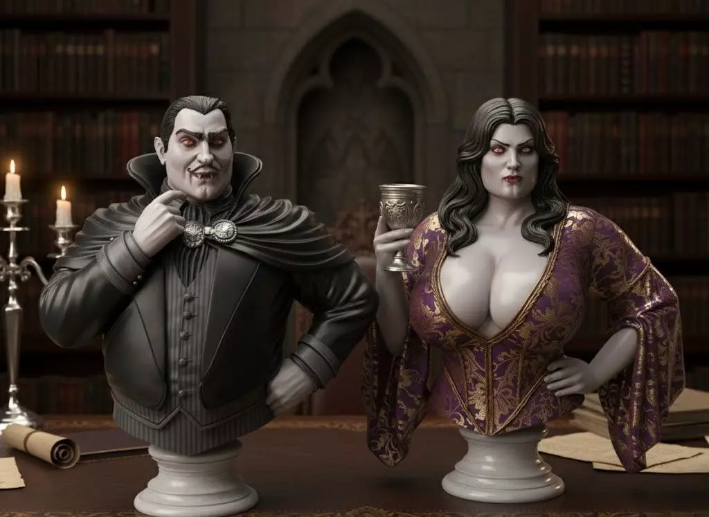 Vampire Couple Busts 3D print model_0