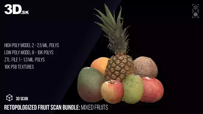 Retopologized Fruit Scan Bundle Mixed Fruit