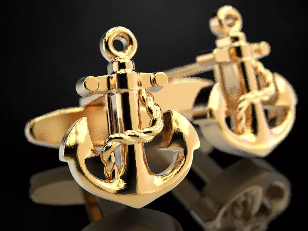 Cufflinks Anchor 3D print model_0