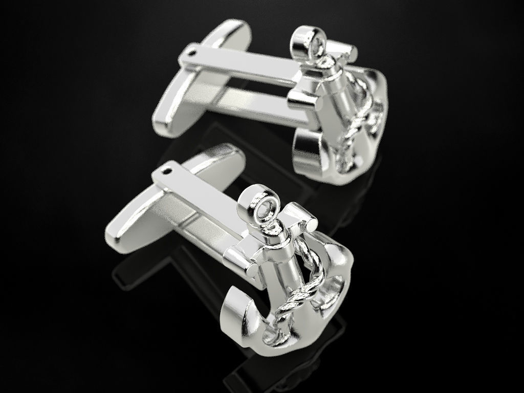 Cufflinks Anchor 3D print model_9
