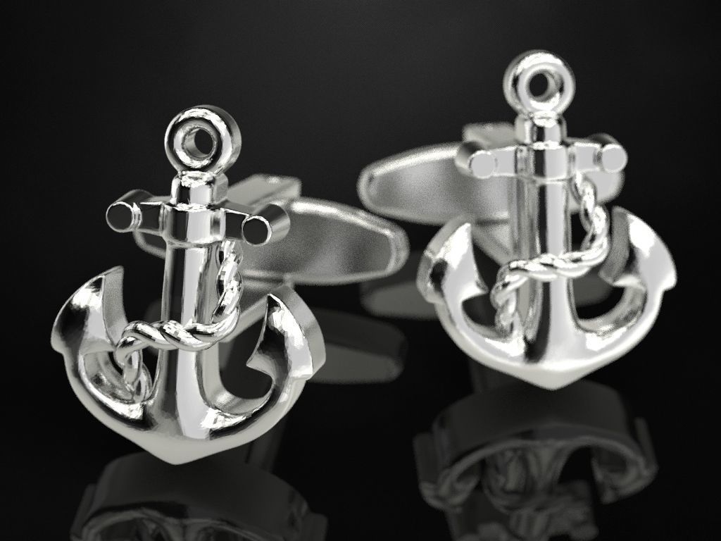 Cufflinks Anchor 3D print model_7
