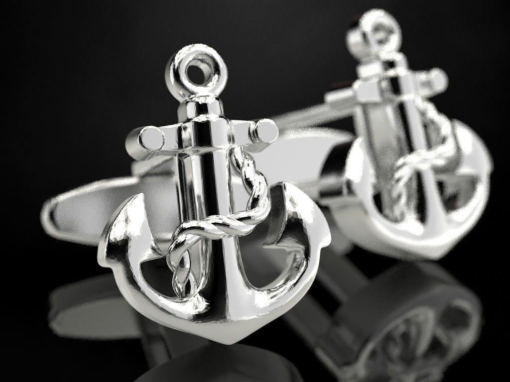 Cufflinks Anchor 3D print model_6