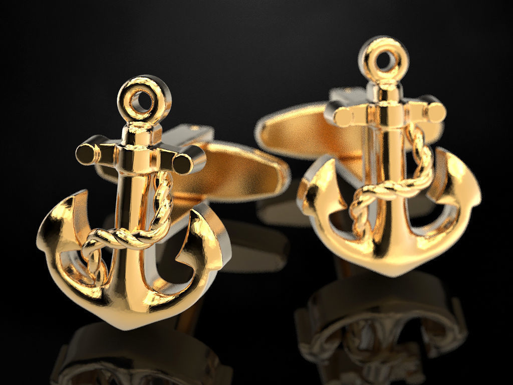 Cufflinks Anchor 3D print model_1