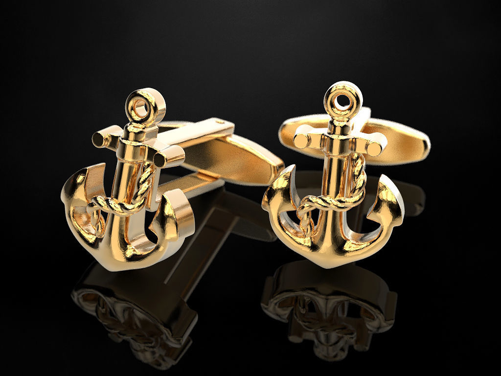 Cufflinks Anchor 3D print model_2
