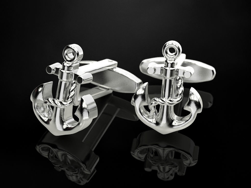 Cufflinks Anchor 3D print model_8