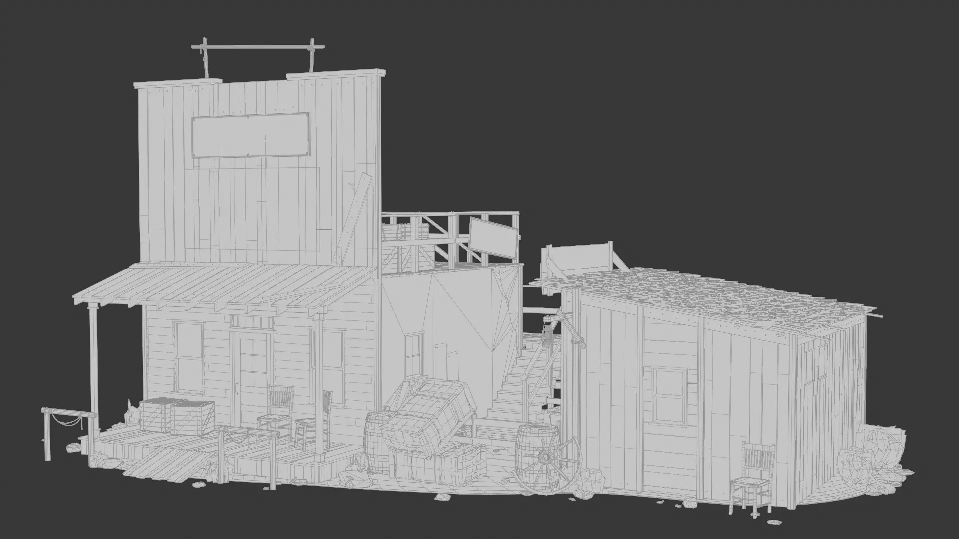 Wild West Building Post Office 3D model_1