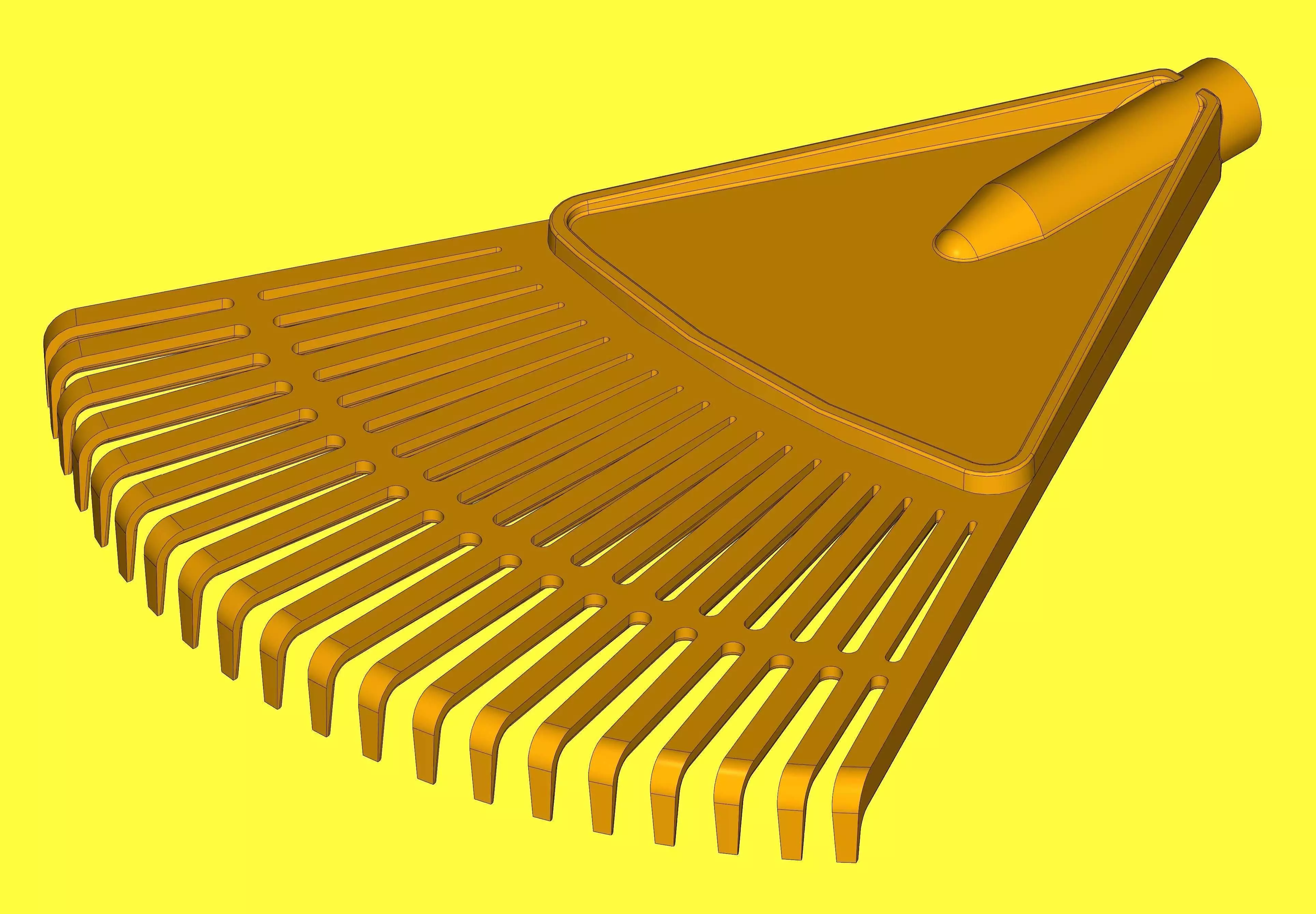 Plastic garden rake 3D print model_0
