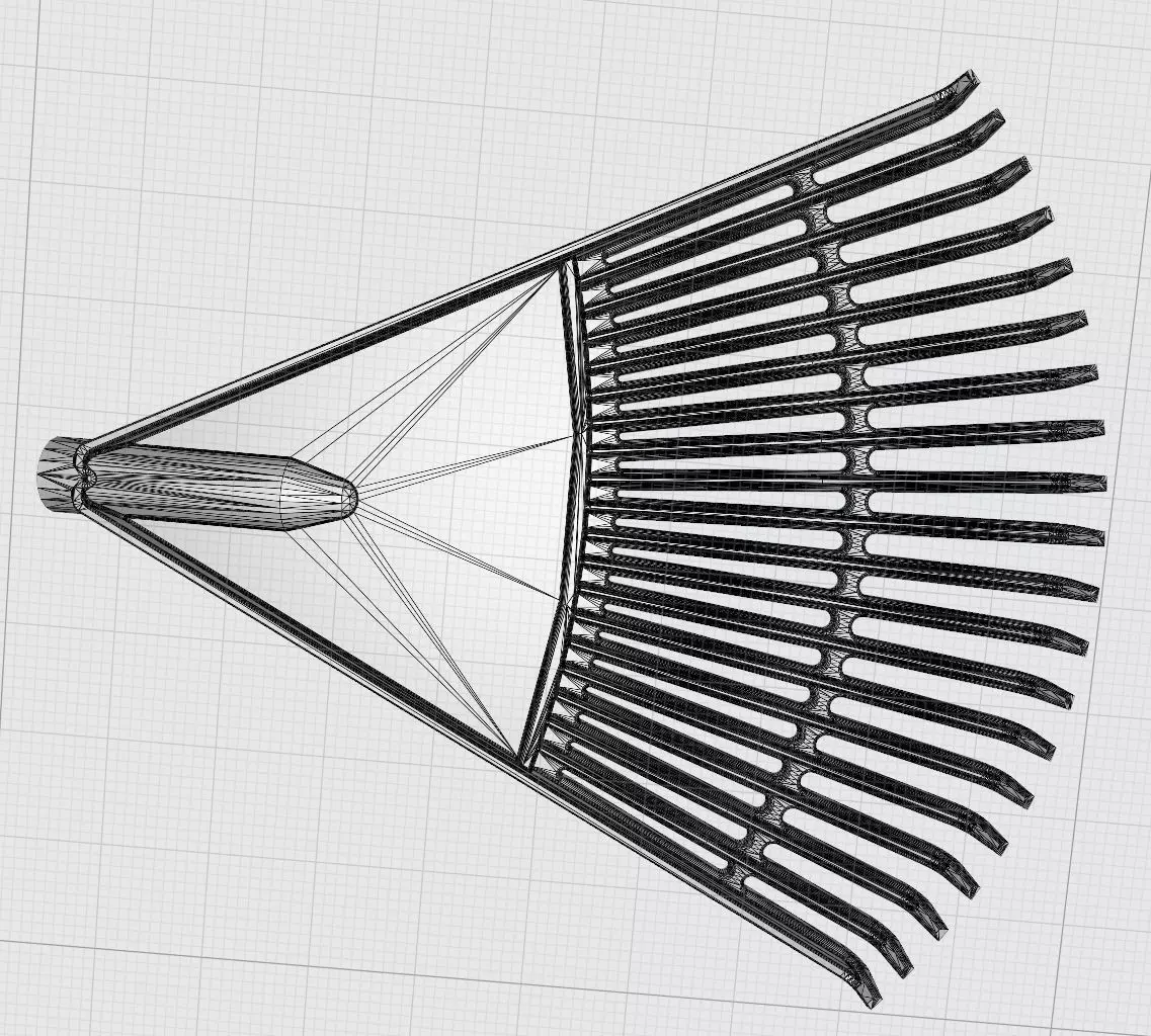 Plastic garden rake 3D print model_3