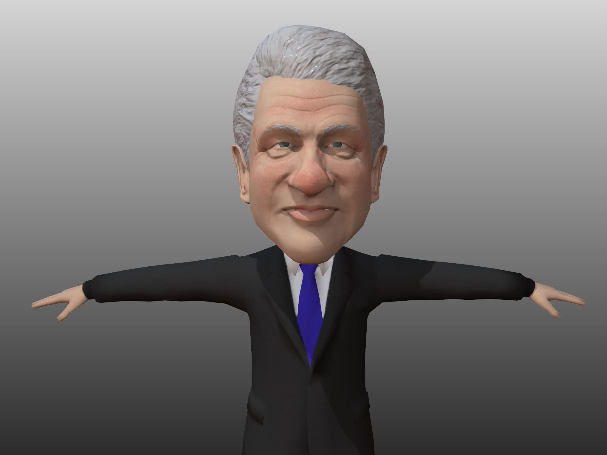 Bill Clinton 3D caricature low poly rigged Low-poly 3D model_3