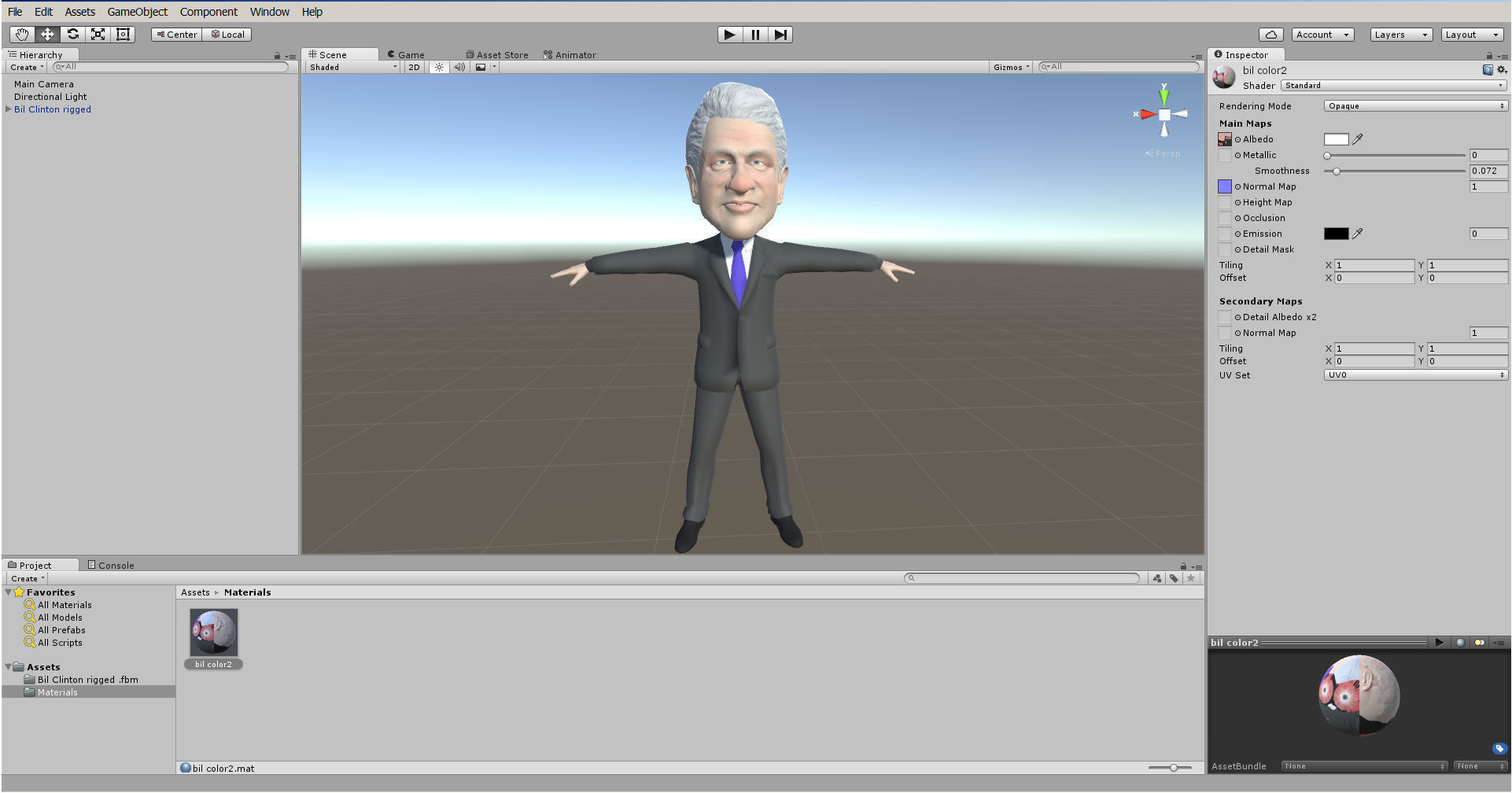 Bill Clinton 3D caricature low poly rigged Low-poly 3D model_16
