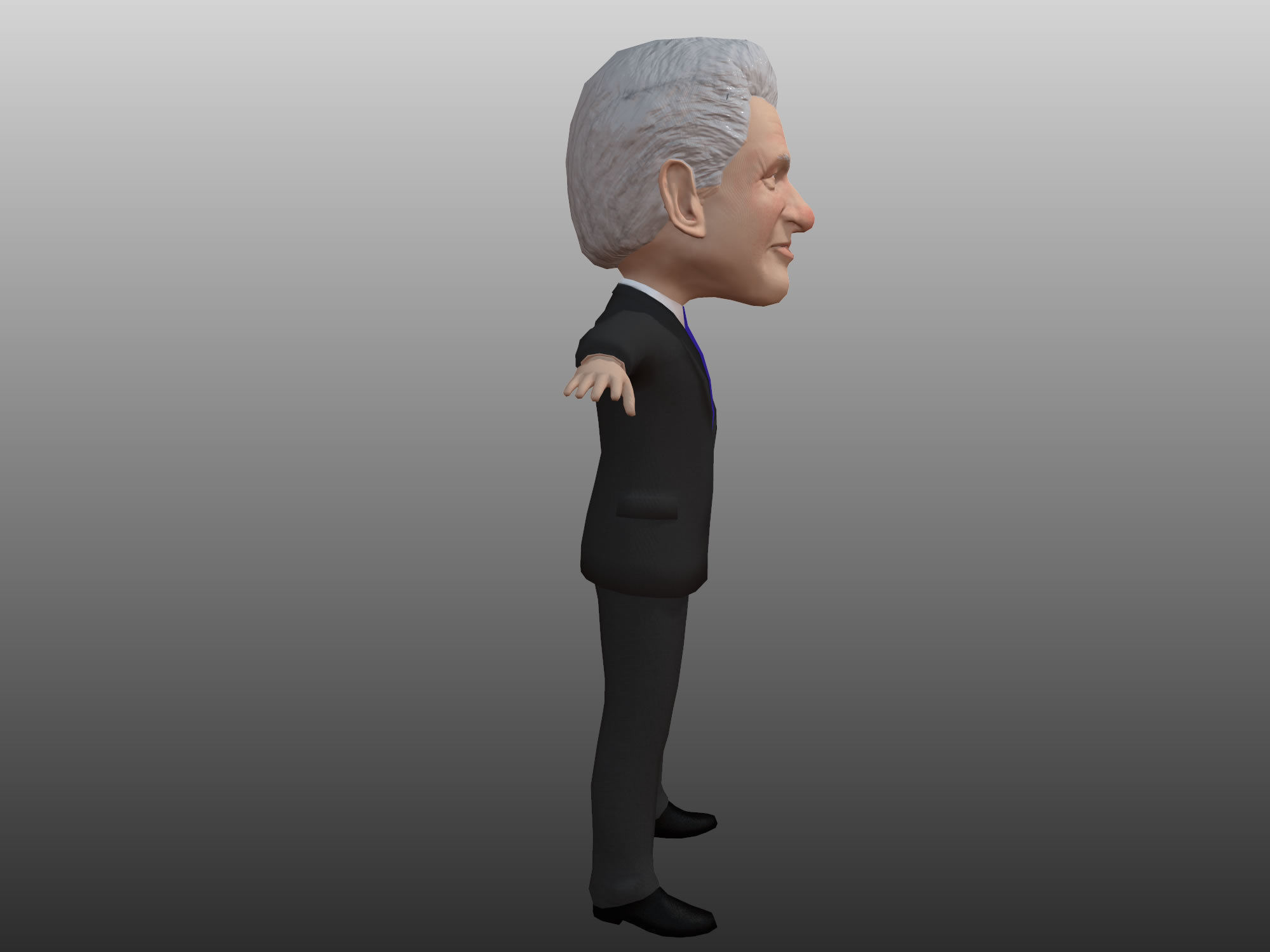 Bill Clinton 3D caricature low poly rigged Low-poly 3D model_7