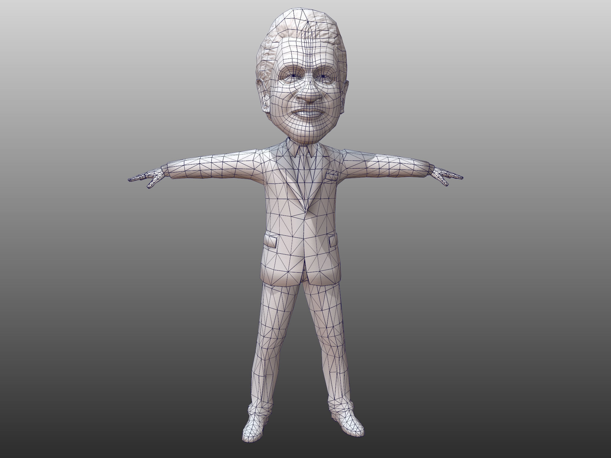 Bill Clinton 3D caricature low poly rigged Low-poly 3D model_4