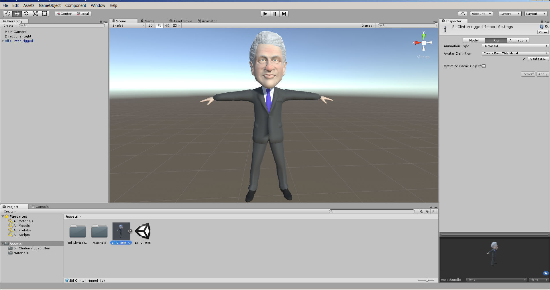 Bill Clinton 3D caricature low poly rigged Low-poly 3D model_15