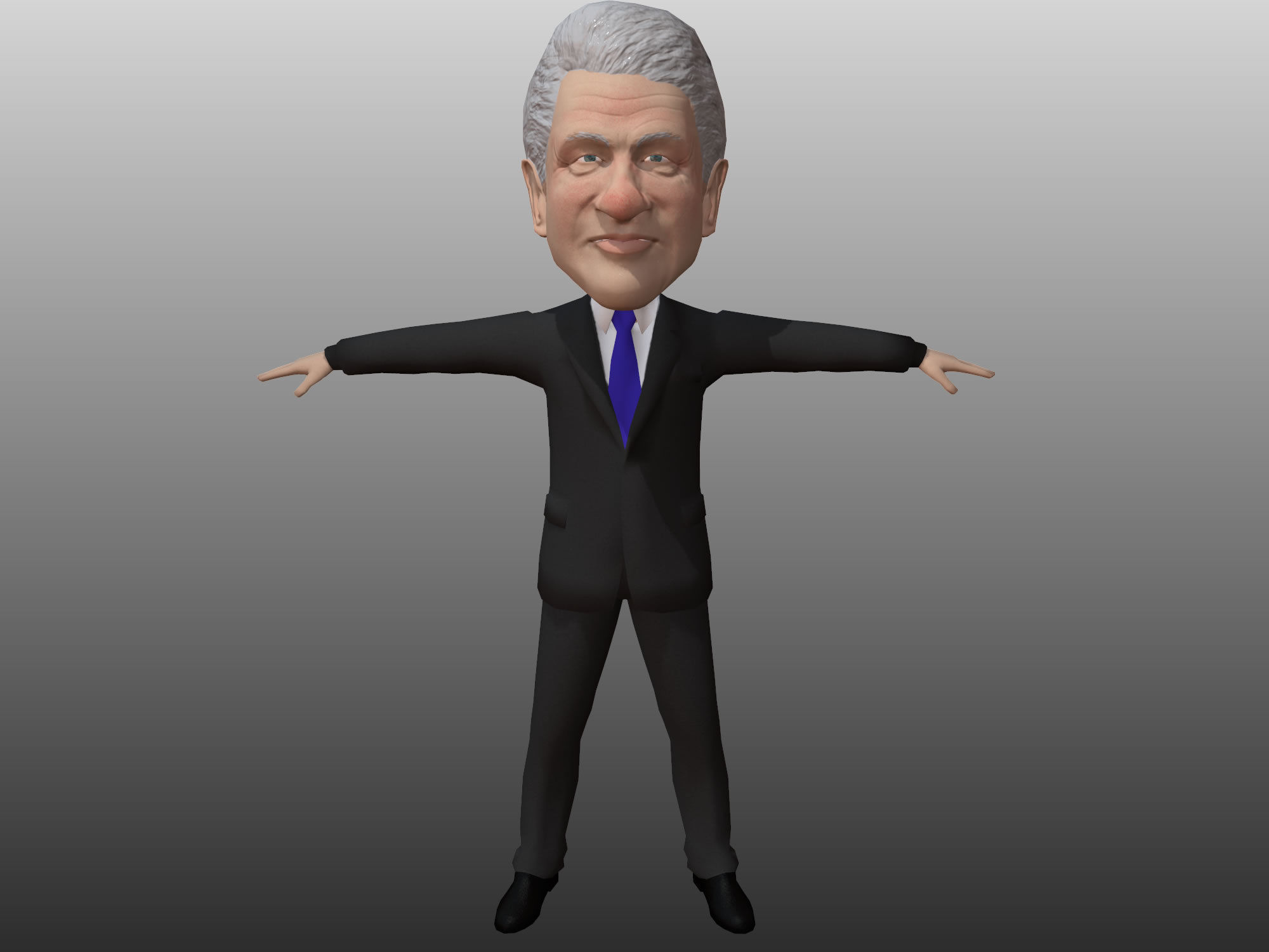 Bill Clinton 3D caricature low poly rigged Low-poly 3D model_1