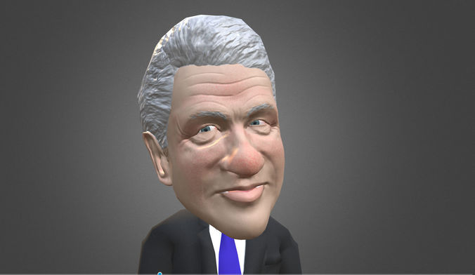Bill Clinton 3D caricature low poly rigged  Low-poly 3D model