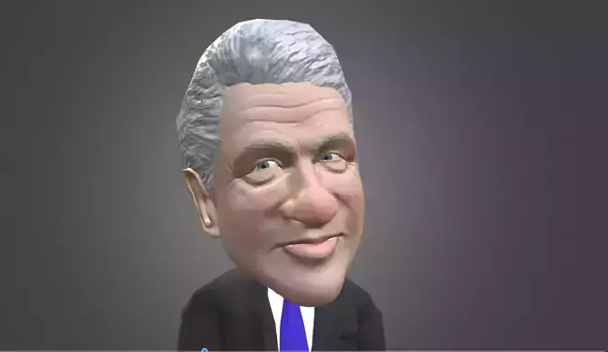 Bill Clinton 3D caricature low poly rigged  Low-poly 3D model