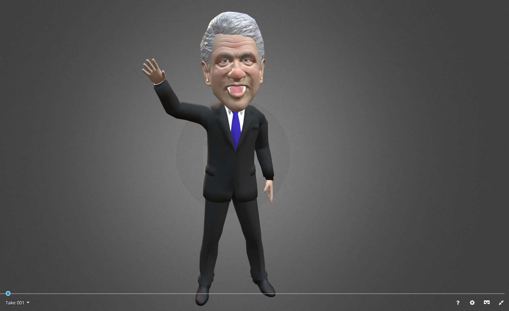 Bill Clinton 3D caricature low poly rigged Low-poly 3D model_2